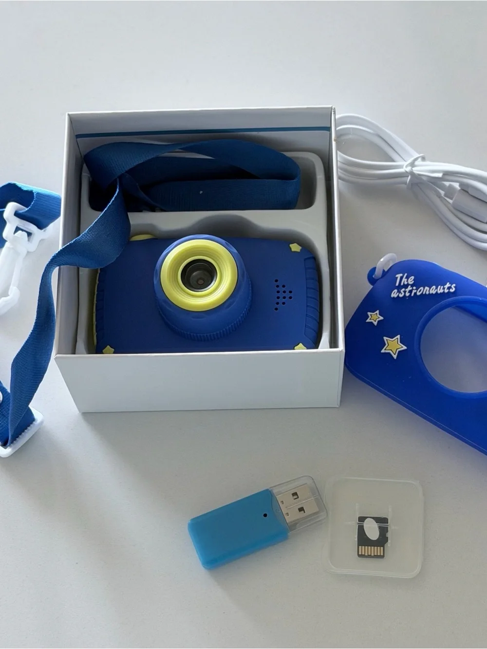 Kids Blue Digital Camera with Yellow Lens - The Astronauts Accent